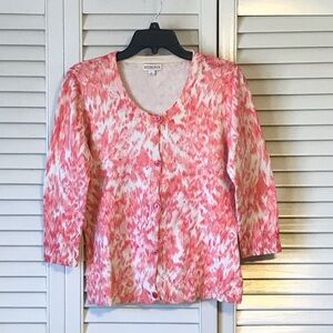 Merona Coral and White Knit Cardigan